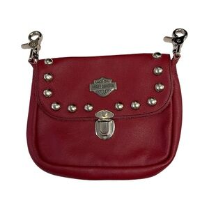 Harley-Davidson Red Leather Studded 6”x7” Bag